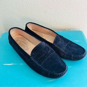 Tod’s Gommino Suede Driving Loafers Blue Size 37.5